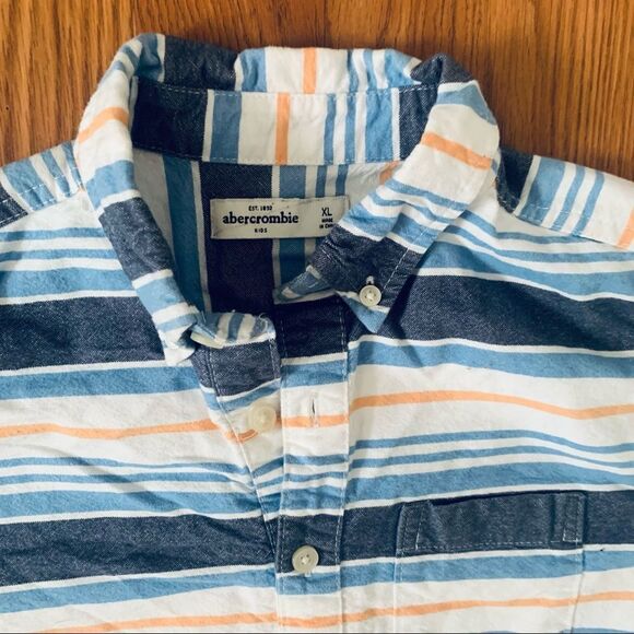 abercrombie short sleeve stripped cotton button down shirt size xl boys - Picture 6 of 6